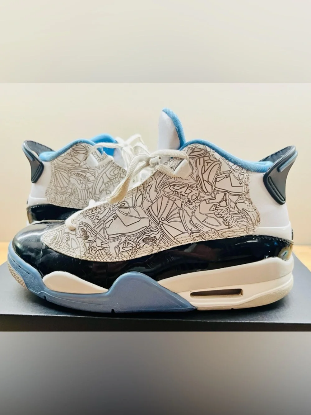 Nike Air Jordan Retro Dub Zero Legend Blue Laser Print Sneakers - Size 5.5 Youth